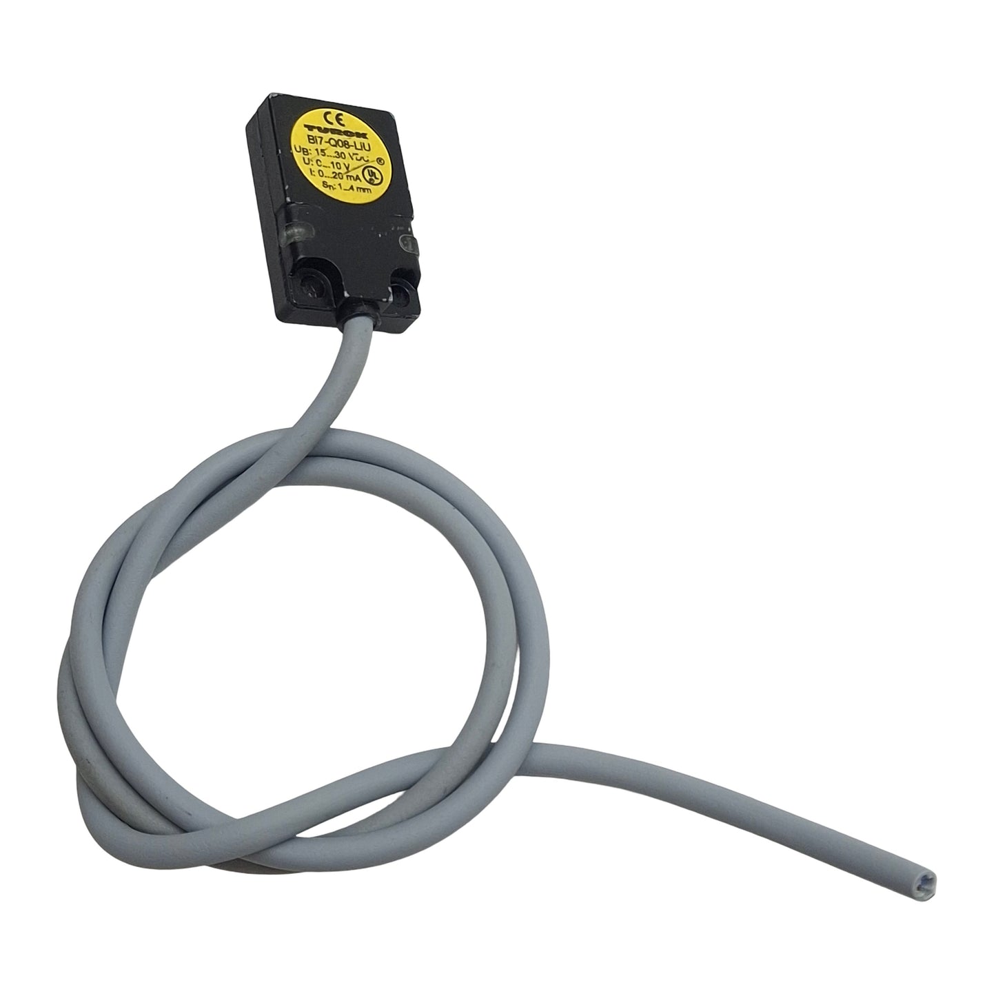 Used Turck Bi7-Q08-LiU Inductive Sensor, 1-4mm Range, 15-30VDC, 10V/20mA Out, 0.5m