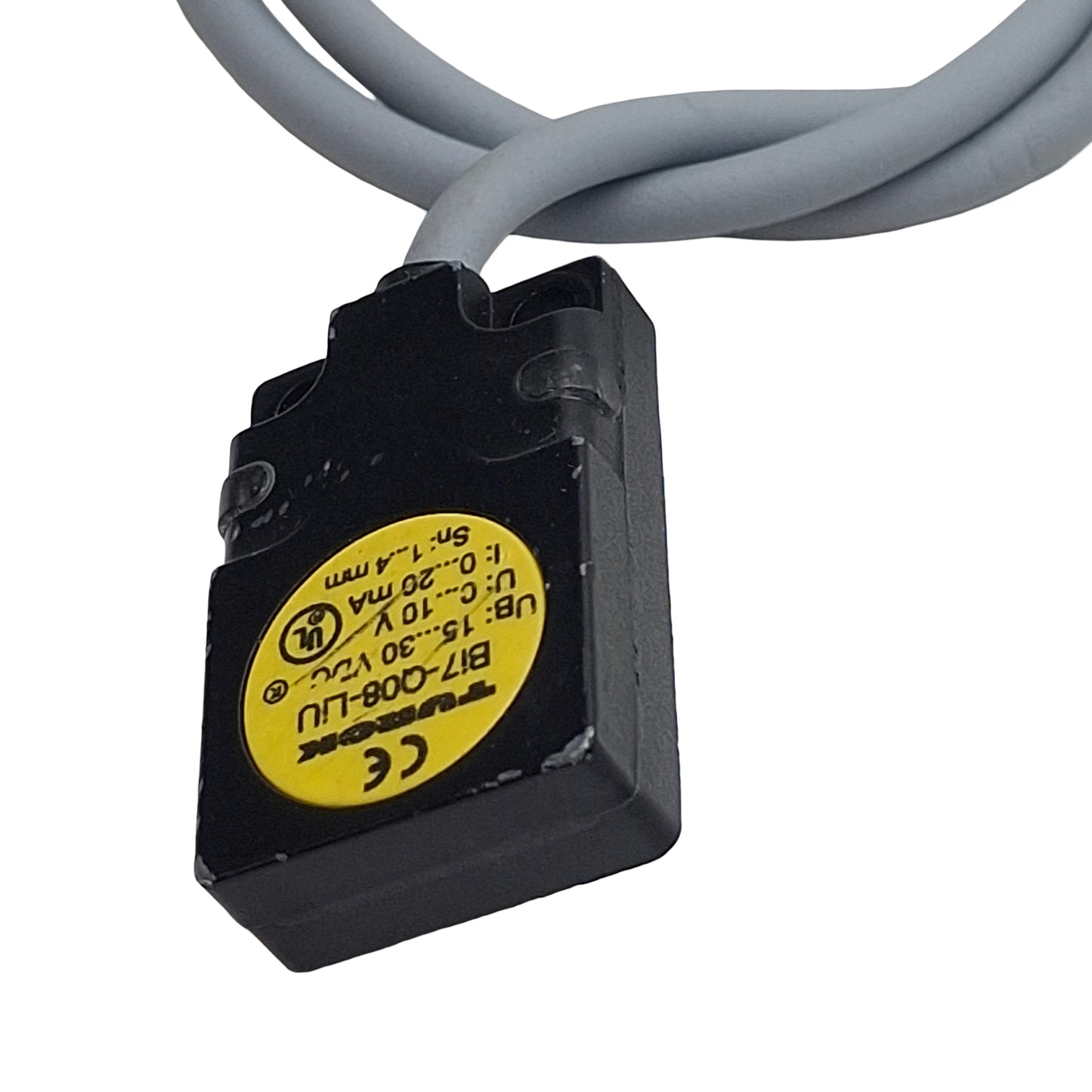 Used Turck Bi7-Q08-LiU Inductive Sensor, 1-4mm Range, 15-30VDC, 10V/20mA Out, 0.5m