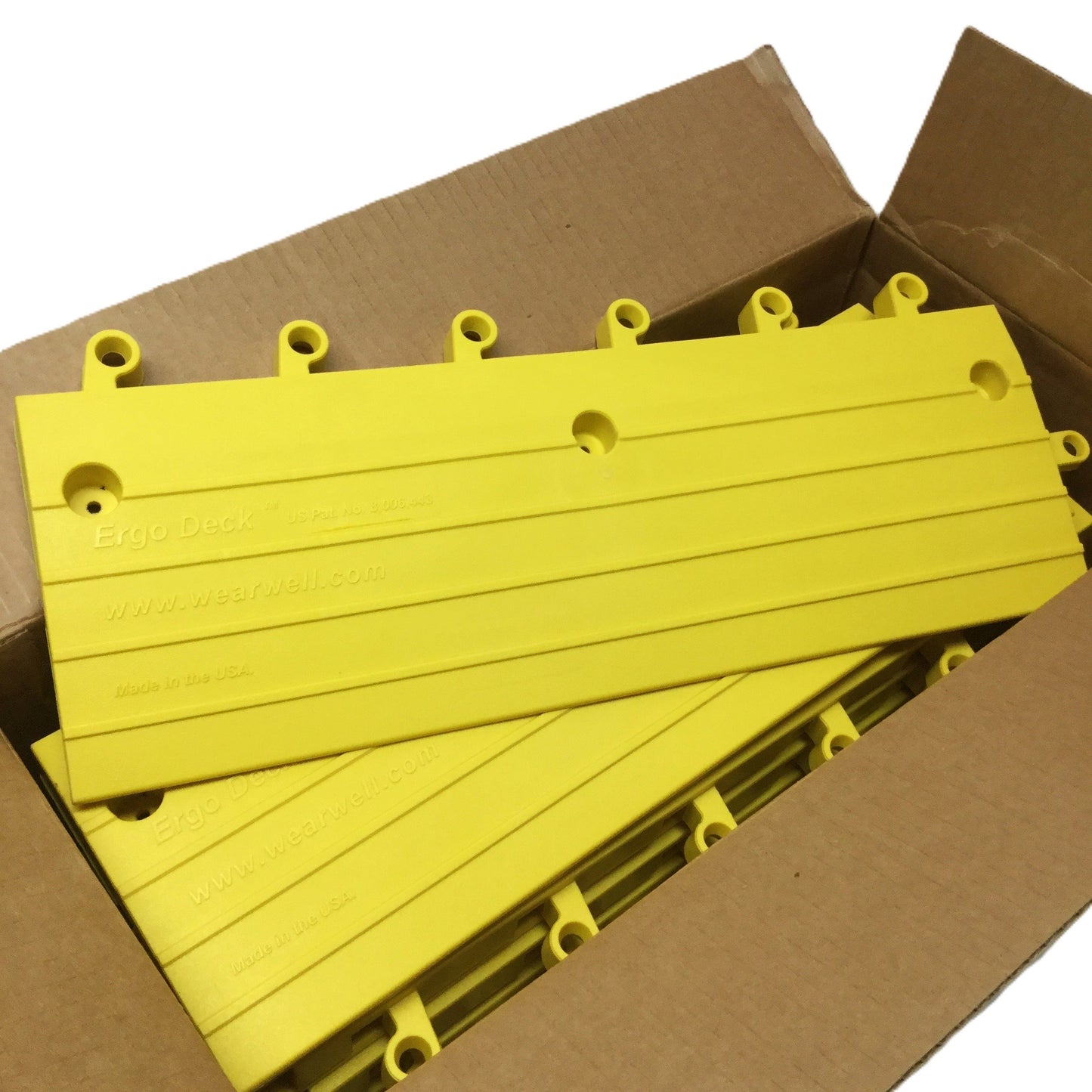 New – Open box Box of 10 Wearwell 560.78x6x18YL ErgoDeck Transition Ramp Edge, Yellow 7/8x6x18"