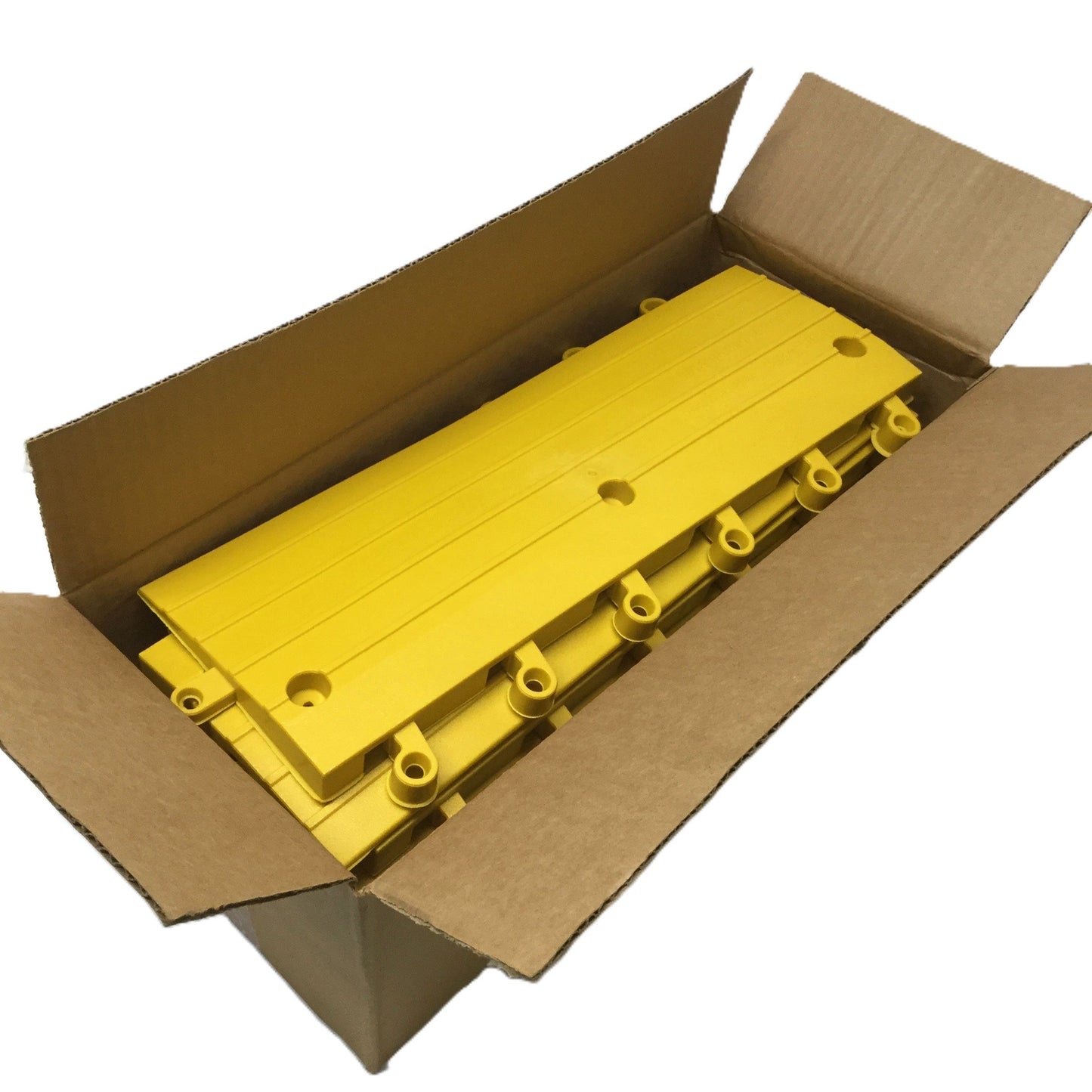 New – Open box Box of 10 Uline H-9391 ErgoDeck Transition Ramp Edge Yellow PVC, 7/8" x 6" x 18"
