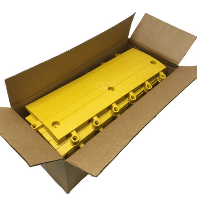 New – Open box Box of 10 Uline H-9391 ErgoDeck Transition Ramp Edge Yellow PVC, 7/8" x 6" x 18"