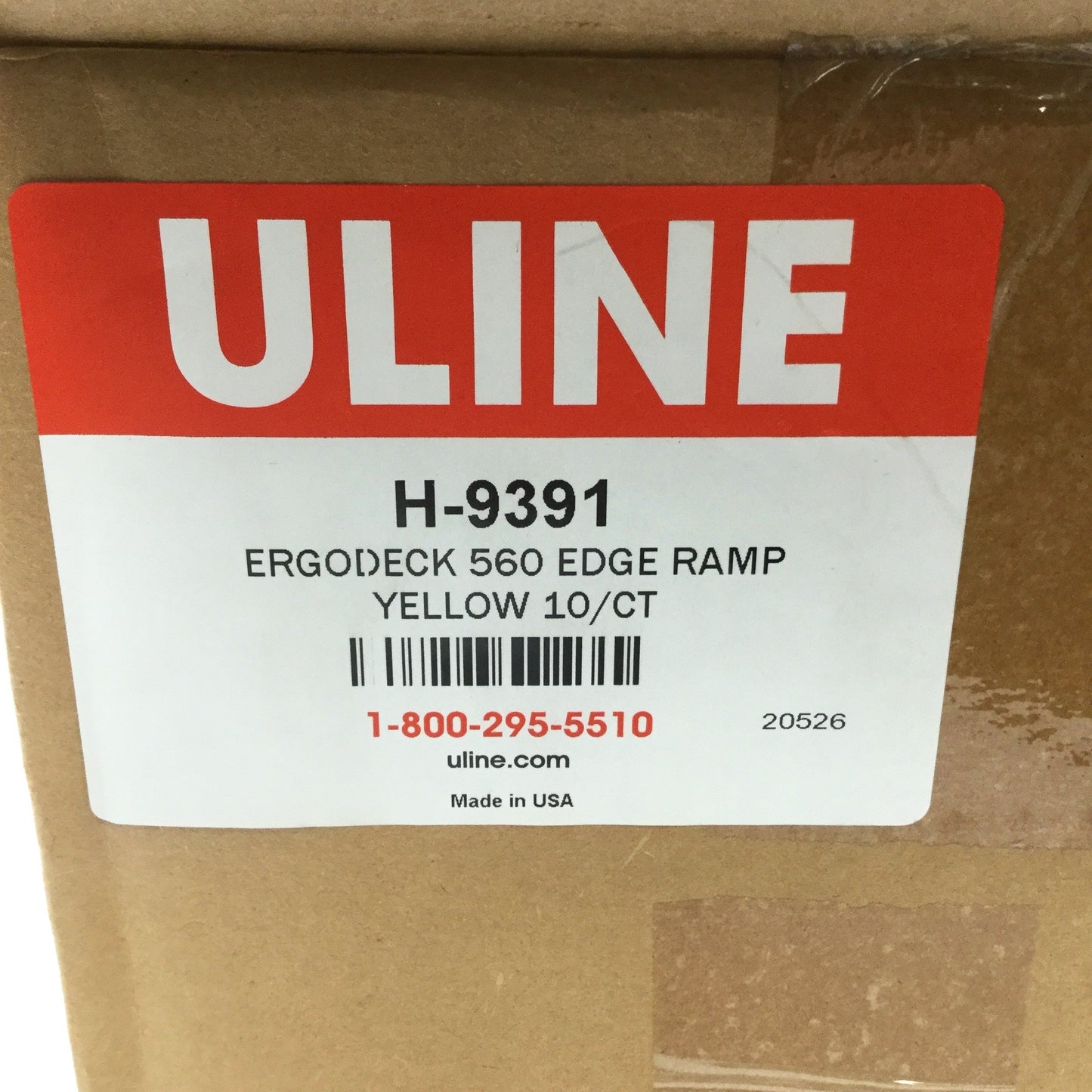 New – Open box Box of 10 Uline H-9391 ErgoDeck Transition Ramp Edge Yellow PVC, 7/8" x 6" x 18"