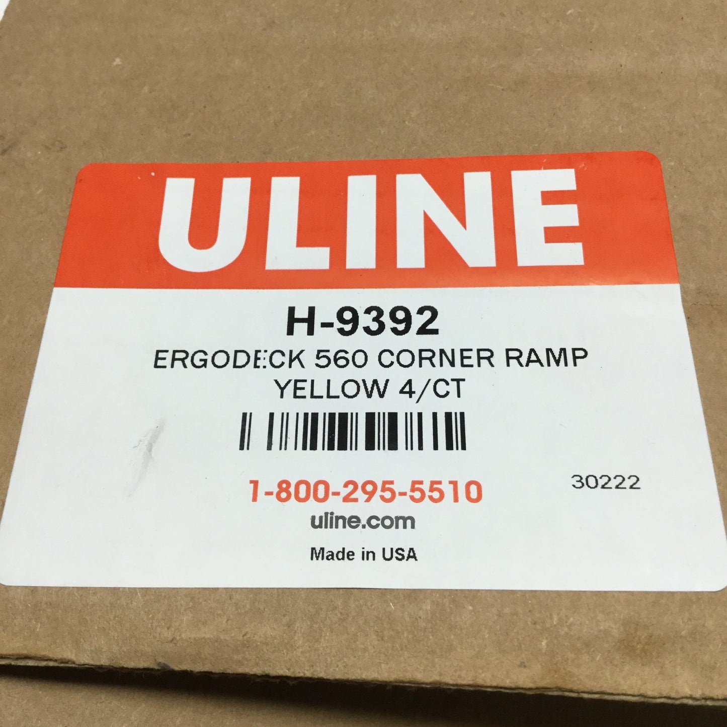 New – Open box Box of 4 Uline H-9392 ErgoDeck Corner Ramp Edge, Yellow PVC, 7/8" x 6" x 15"x15"