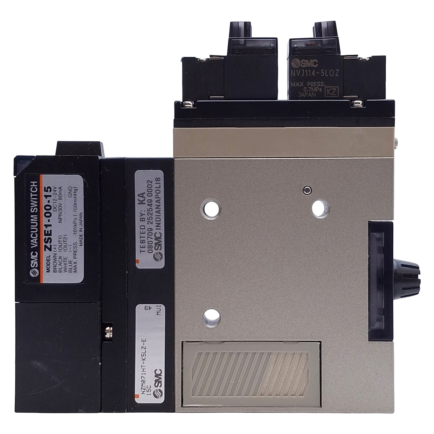 Used SMC NZM071HT-K5LZ-E Vacuum Generator ø0.7mm Nozzle, 24VDC, 40~20psi, -630mmHg