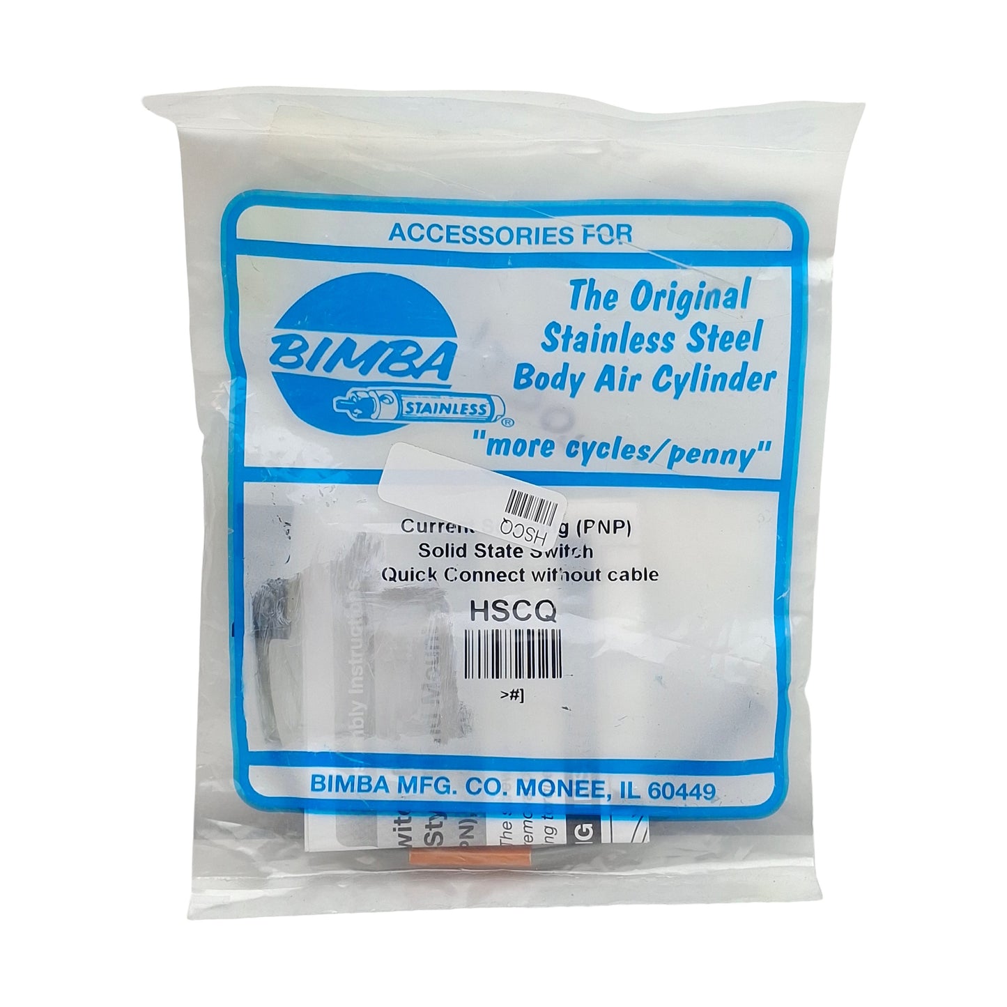 New Bimba HSCQ Solid-State Switch, PNP, 30VDC, 150mA Out, 3-Pin M8 Male, 6in Length