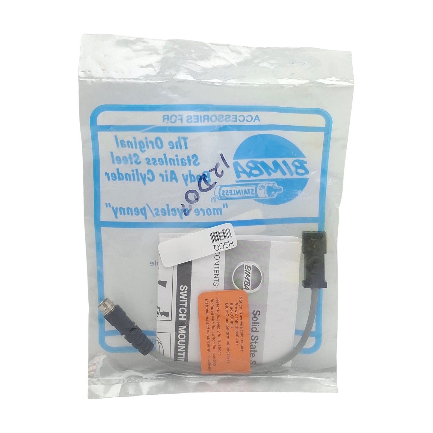 New Bimba HSCQ Solid-State Switch, PNP, 30VDC, 150mA Out, 3-Pin M8 Male, 6in Length