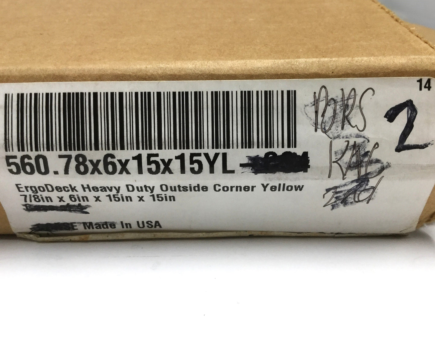 New – Open box Lot of 2 Wearwell 560.78x6x15x15YL ErgoDeck Corner Ramp Edge, Yellow PVC