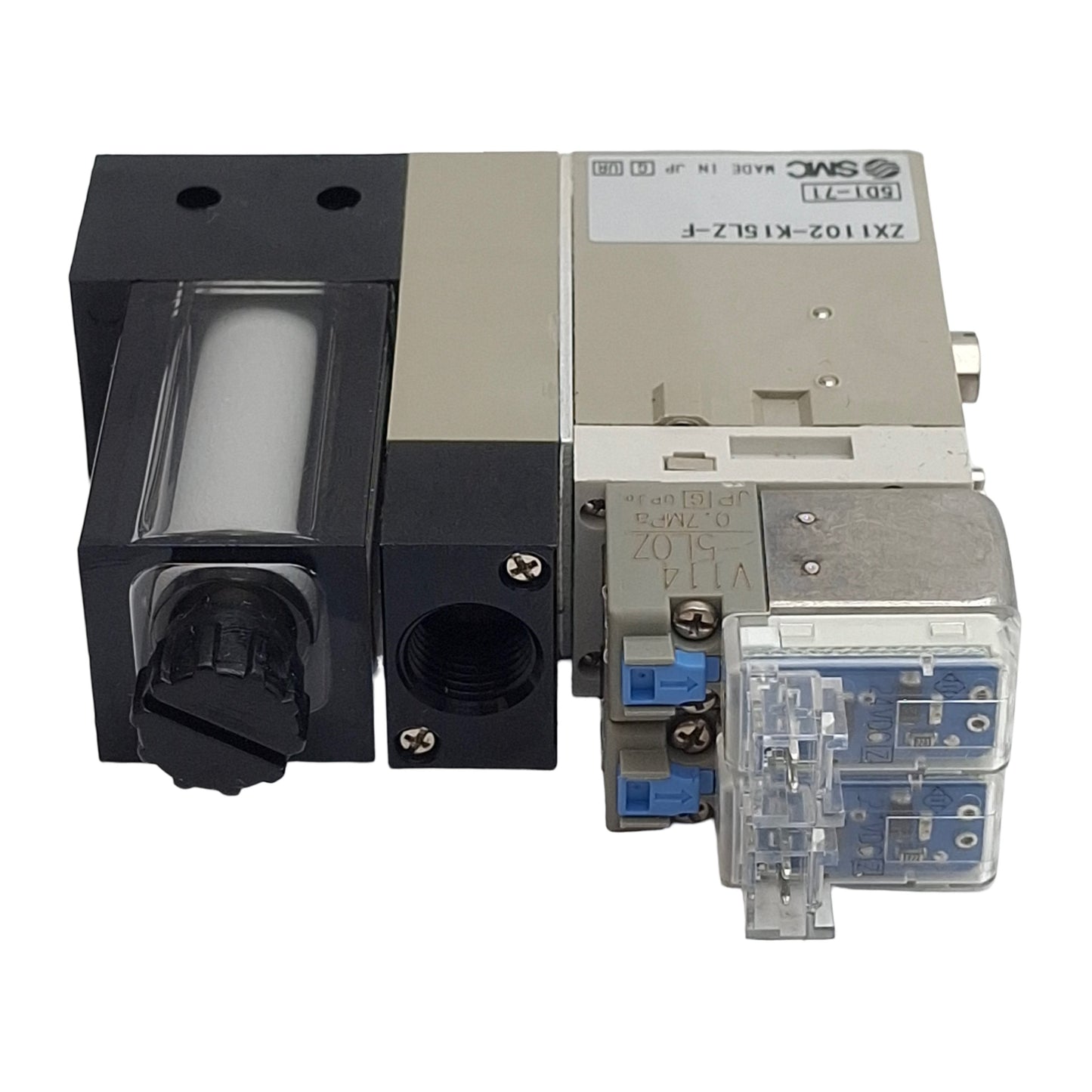 Used SMC ZX1102-K15LZ-F Vacuum Ejector System, ø1mm Nozzle, Rc1/8 M5, -84kPa, 24VDC
