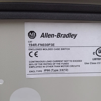 New – Open box Allen Bradley 194R-FN030P3E Switch Enclosure, 300 x 200 x 160mm *Enclosure Only*