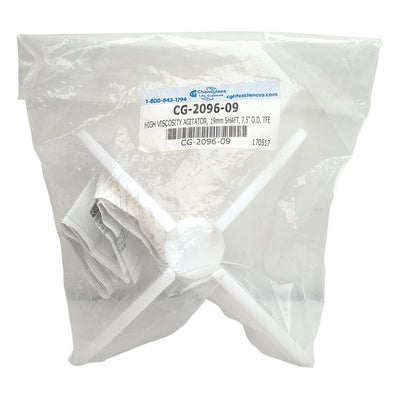 New  Chemglass CG-2096-09 PTFE Agitator, ø7.5in OD, 19mm Shaft, Fits 10L-15L Reactor