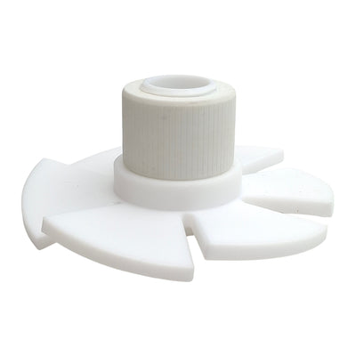 Used Chemglass CG-1965-04 PTFE Upper Stirrer Turbine, ø100mm OD, 19mm Shaft, 13/64in