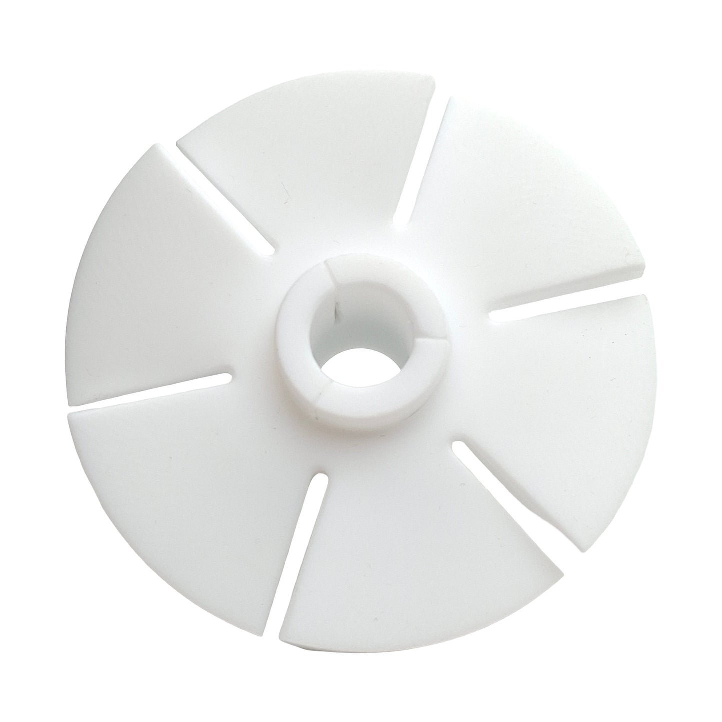 Used Chemglass CG-1965-04 PTFE Upper Stirrer Turbine, ø100mm OD, 19mm Shaft, 13/64in