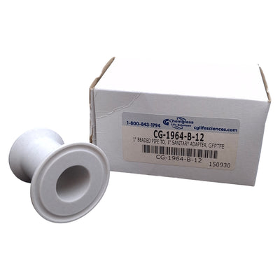 New Chemglass CG-1964-B-12 Breaded Pipe to Sanitary Adapter 1" Tri Clamp, 2" Length