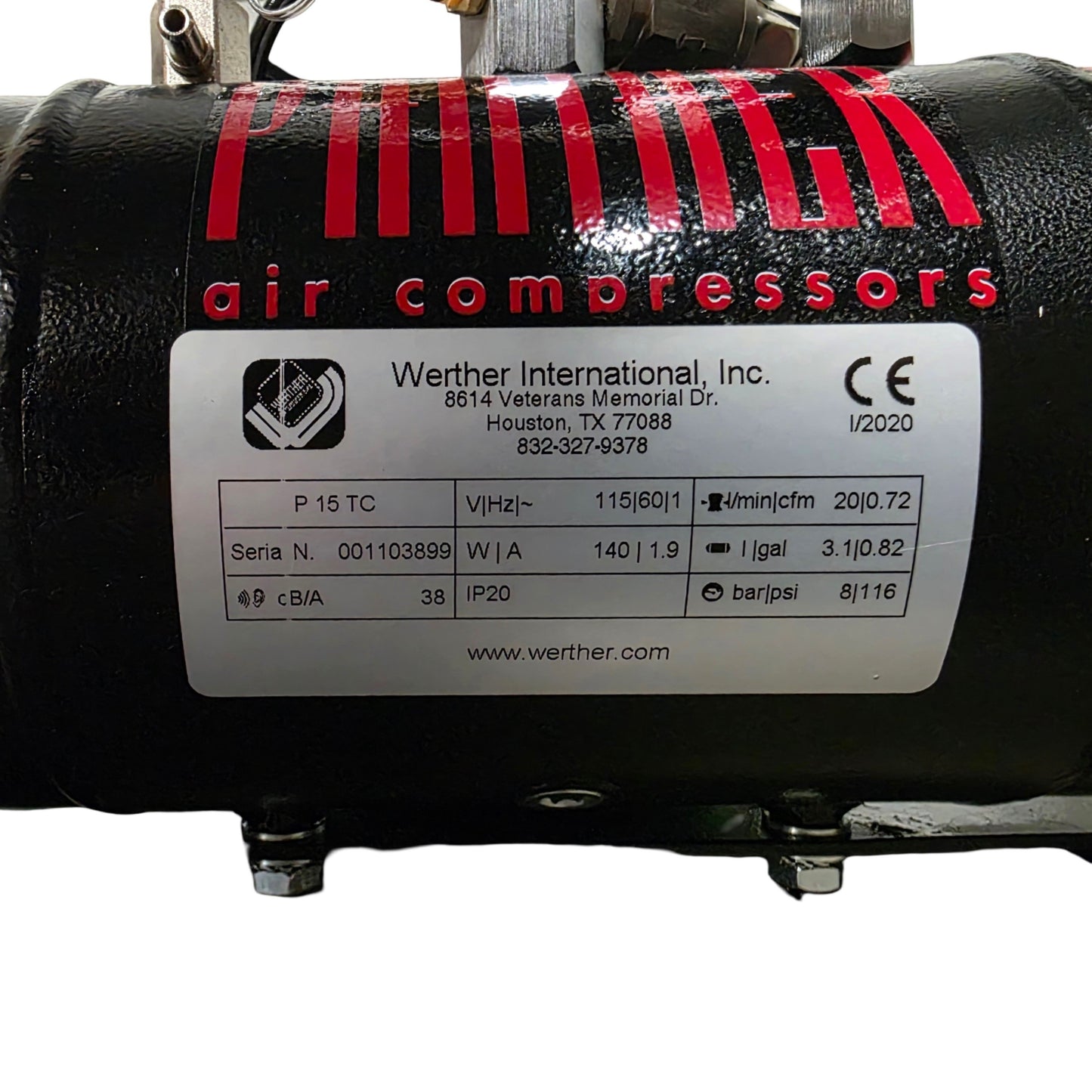 Used Newport ACGP Low Noise Oil Lubricated Air Compressor 3.5 Liter, 120psi, 110VAC