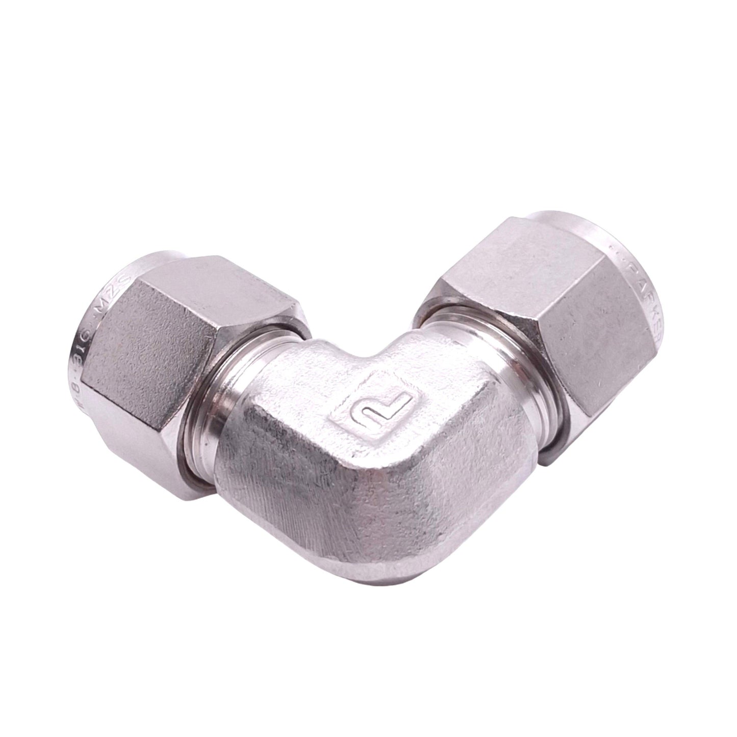 Used Parker 8EE8-316 Stainless Steel Elbow Tube Fitting, 1/2in OD, 6700psi Max
