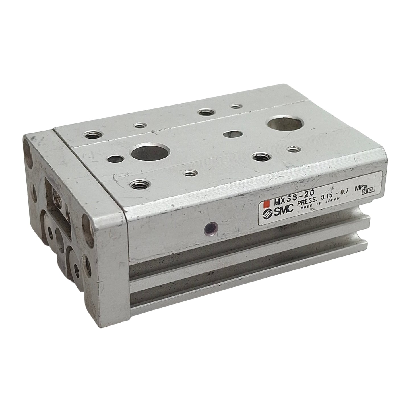 Used SMC MXS8-20 Pneumatic Precision Slide Table, ø8mm Bore, 20mm Stroke, 0.7MPa, M5