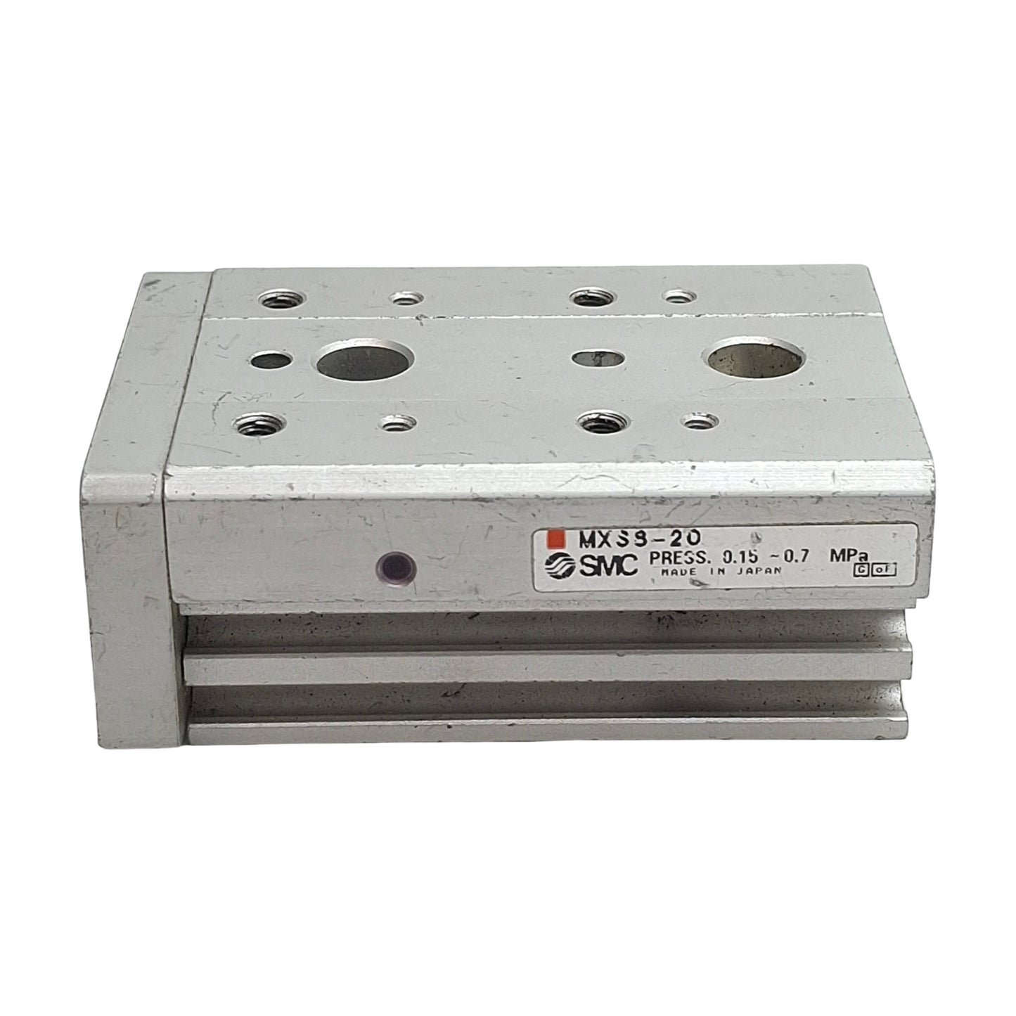 Used SMC MXS8-20 Pneumatic Precision Slide Table, ø8mm Bore, 20mm Stroke, 0.7MPa, M5