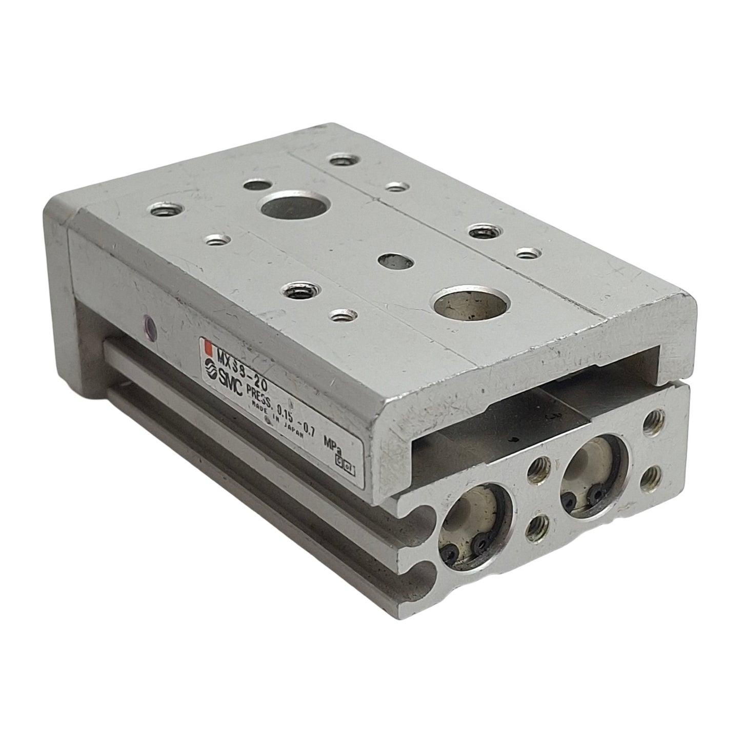Used SMC MXS8-20 Pneumatic Precision Slide Table, ø8mm Bore, 20mm Stroke, 0.7MPa, M5