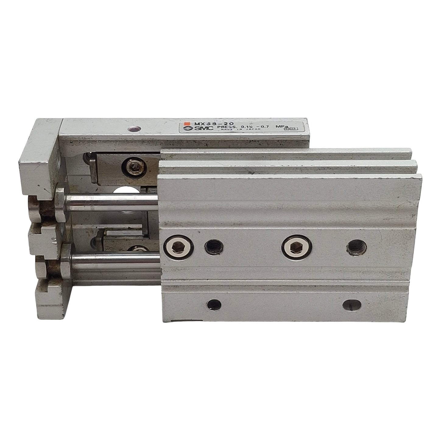 Used SMC MXS8-20 Pneumatic Precision Slide Table, ø8mm Bore, 20mm Stroke, 0.7MPa, M5