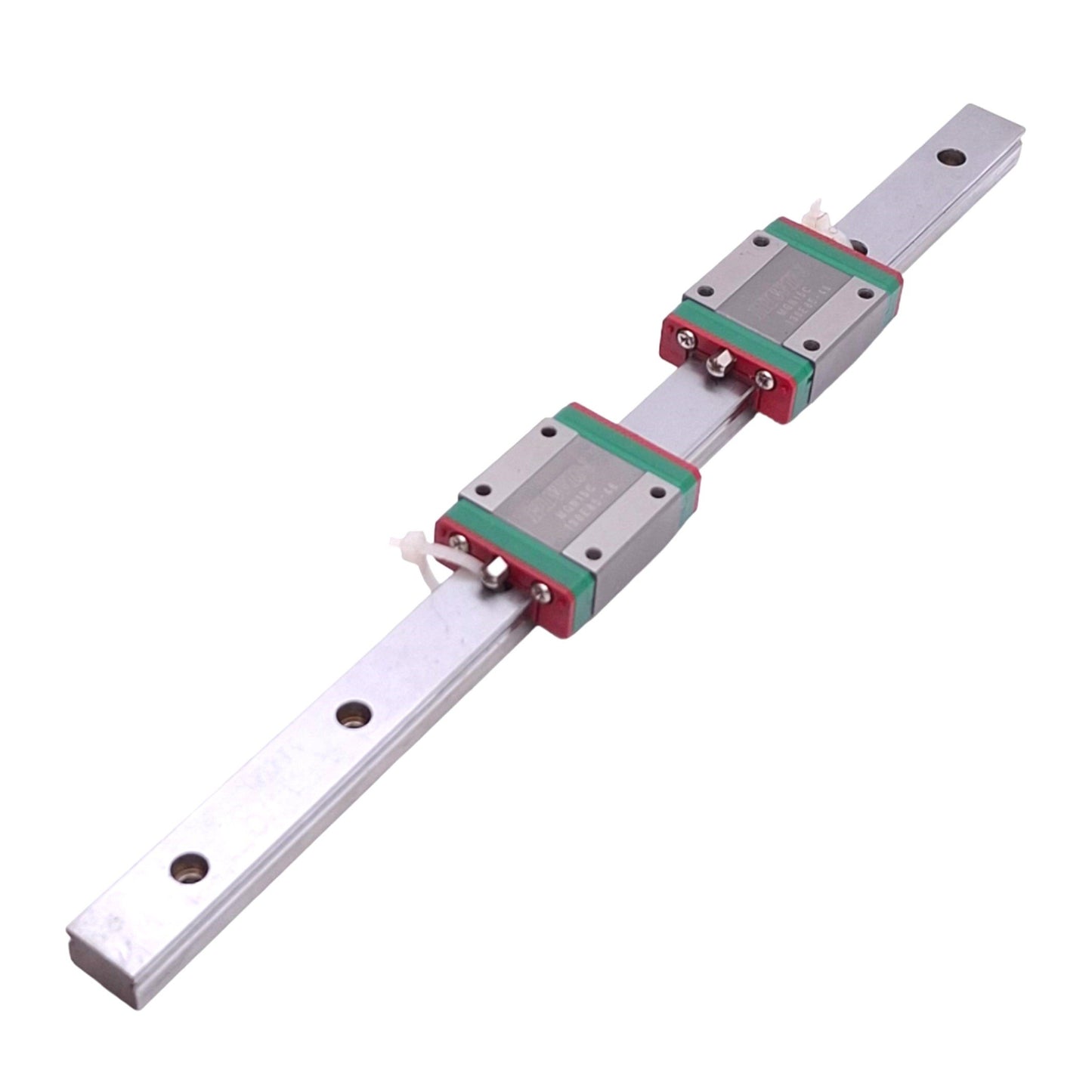 Used Hiwin MGN15C (2x) Miniature Linear Guideway Blocks w/ 15x280mm Rail, 5.59kN Max