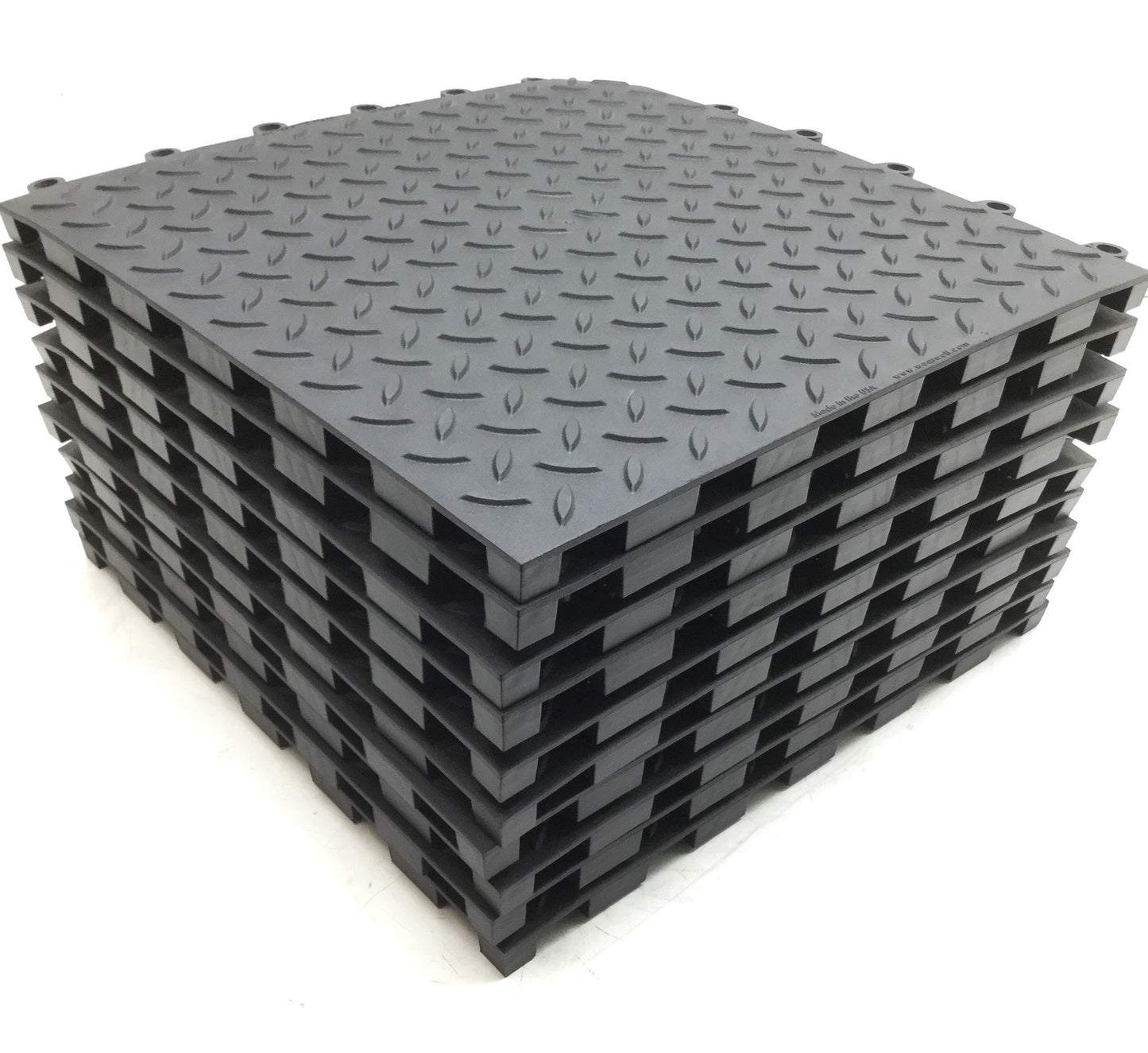 New – Open box Lot of 10 Wearwell 599.78x18x18BK ErgoDeck MAX Diamond-Plate Mat Tiles 18" x 18"