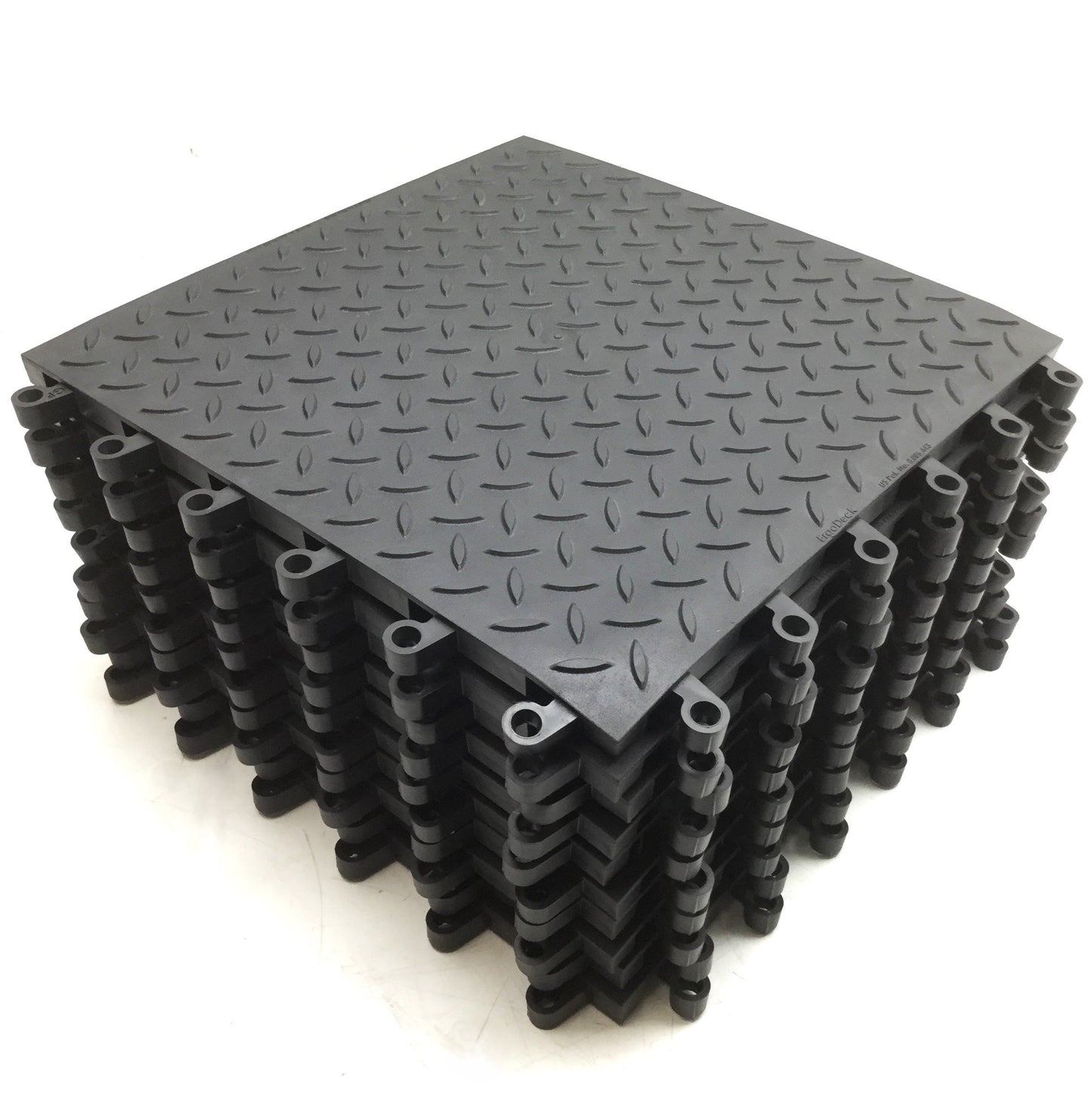 New – Open box Lot of 10 Wearwell 599.78x18x18BK ErgoDeck MAX Diamond-Plate Mat Tiles 18" x 18"