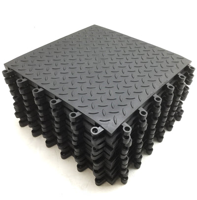 New – Open box Lot of 10 Wearwell 599.78x18x18BK ErgoDeck MAX Diamond-Plate Mat Tiles 18" x 18"