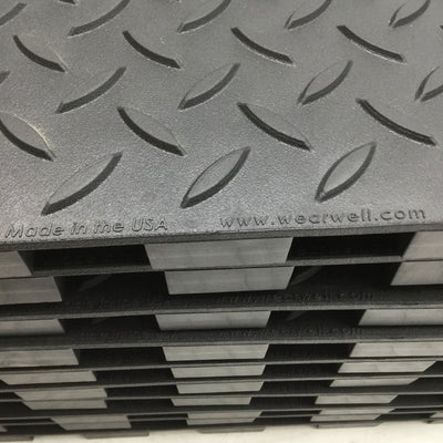 New – Open box Lot of 10 Wearwell 599.78x18x18BK ErgoDeck MAX Diamond-Plate Mat Tiles 18" x 18"