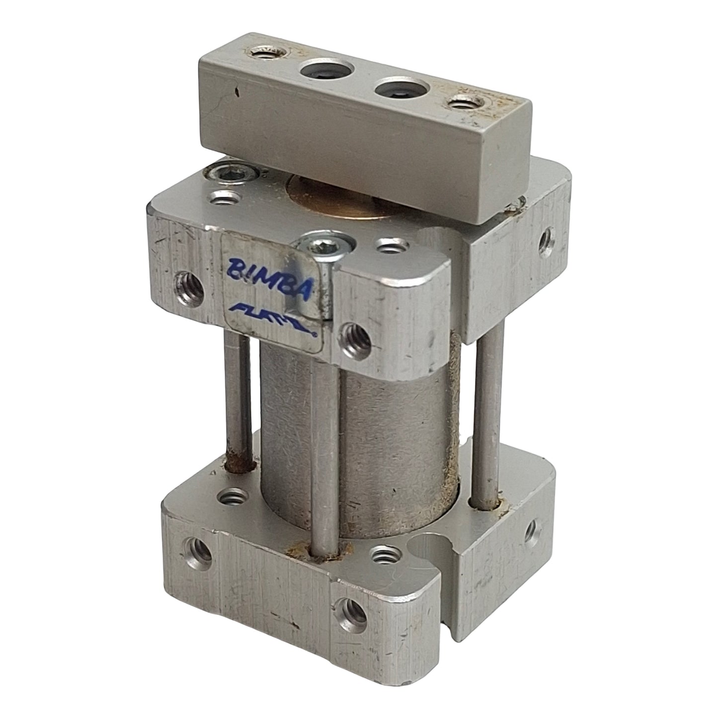 Used Bimba FST-041 Square Flat-1 Cylinder, ø3/4in Bore, 1in Stroke, #10-32, 150psi