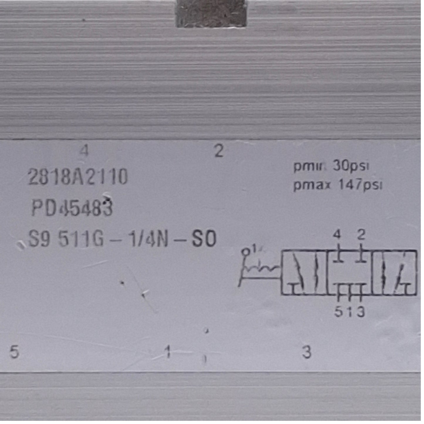 Used Parker S9 511G-1/4N-S0 Directional Control Valve 3-Position 5 Port, 30-147psi