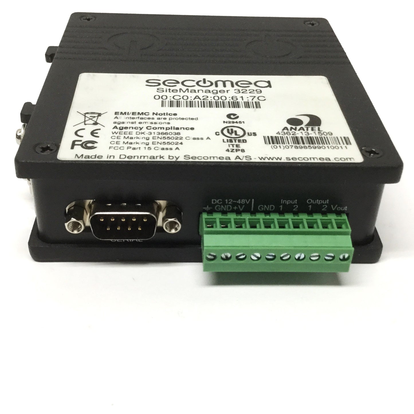 Used Secomea SiteManager 3229 Secure Remote Industrial Gateway, USB, RS232, Ethernet