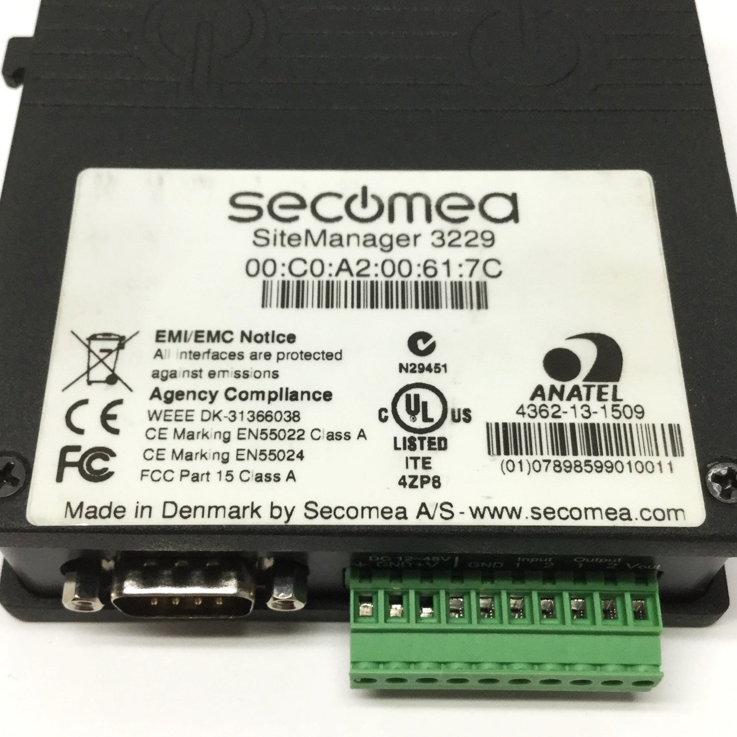 Used Secomea SiteManager 3229 Secure Remote Industrial Gateway, USB, RS232, Ethernet