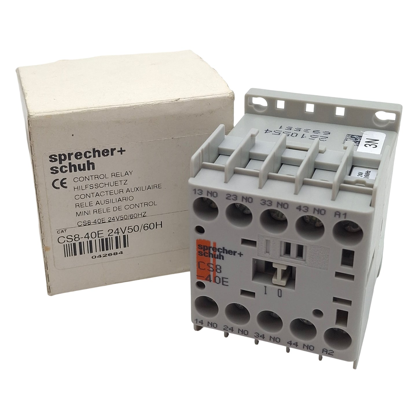 New Sprecher+Schuh CS8-40E-24Z Control Relay, 4N.O., 10A 600VAC, 24VDC Coil