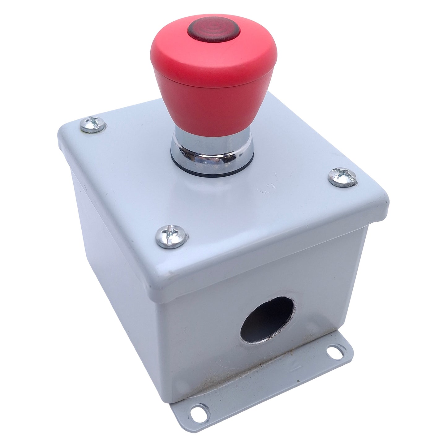 Used Hoffman E1PBG Enclosure with Illuminated E-Stop Maintained 1NO + 2NC, 24VAC/DC
