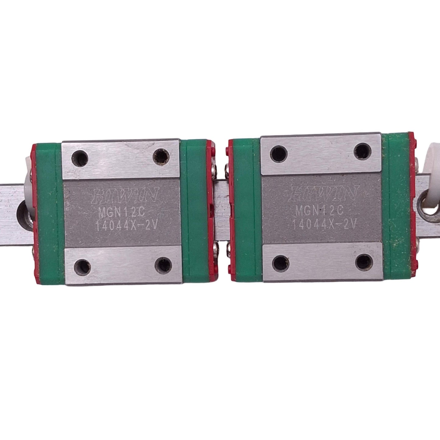 Used Hiwin MGN12C (2x) Miniature Linear Guideway Blocks w/ 12x125mm Rail, 3.92kN Max