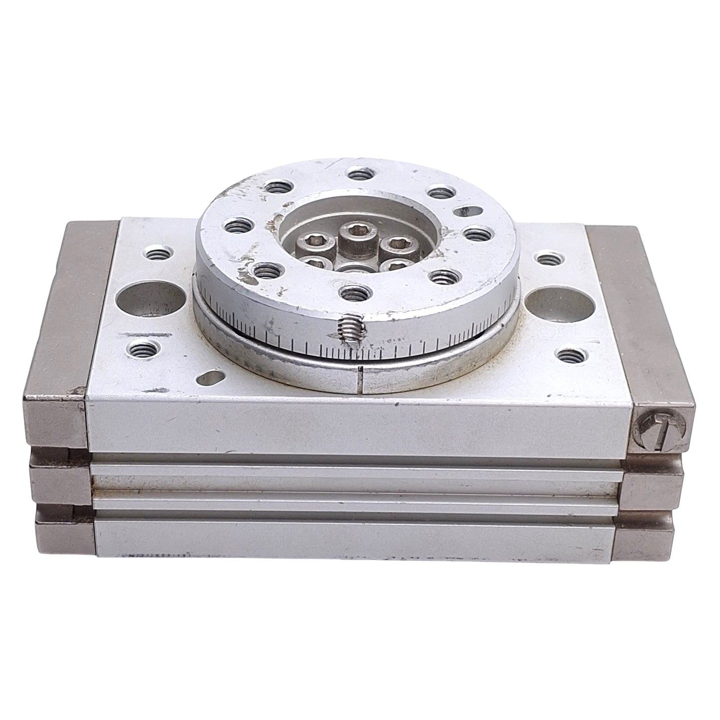 Used SMC MSQB30A Rotary Actuator Table Rack & Pinion Air Cylinder, 0-190°, G 1/8"