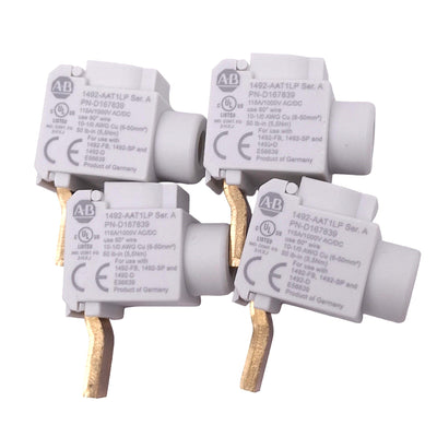 New Lot of 4 Allen Bradley 1492-AAT1LP Miniature Busbar Connectors, 1-Pole, 115A Max