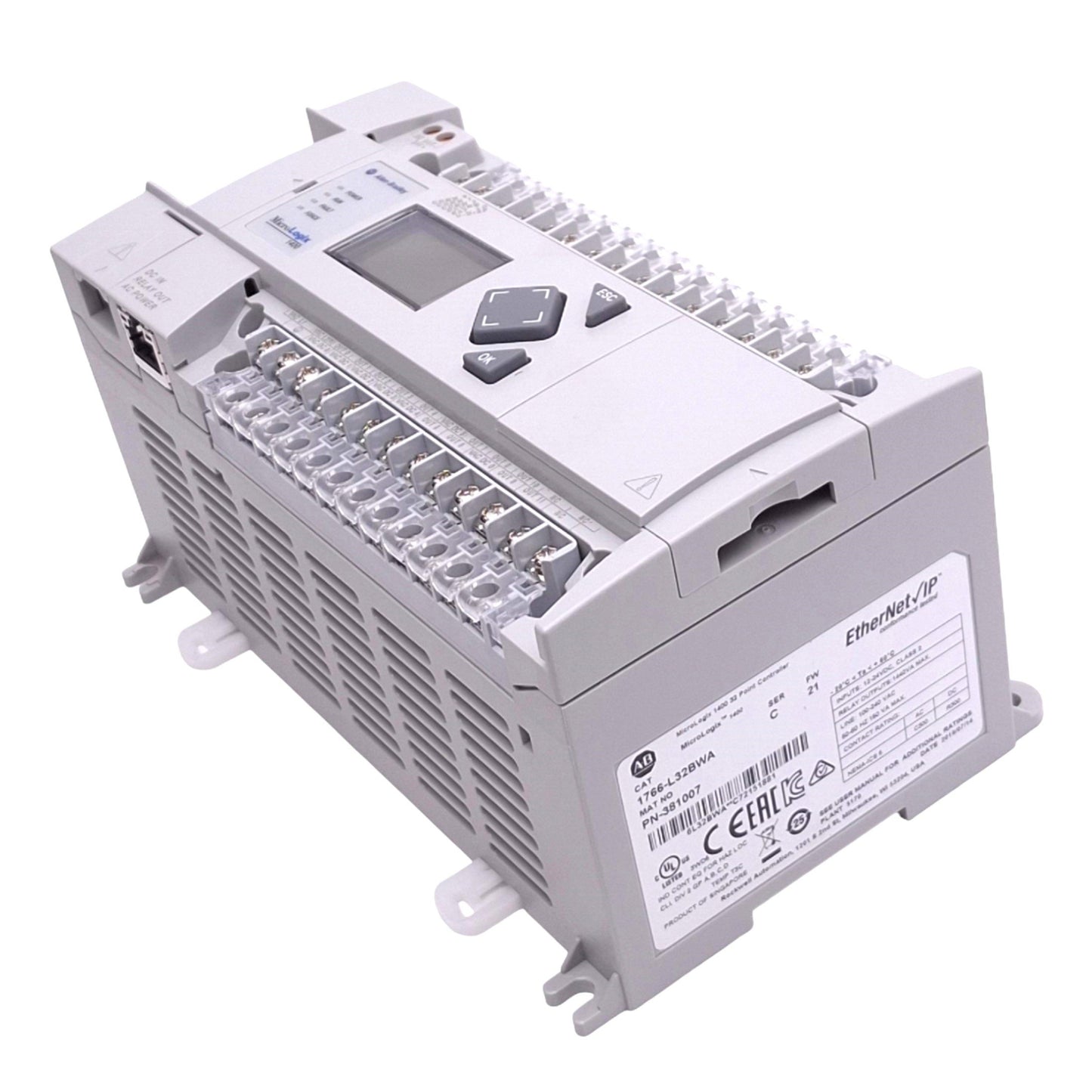 Used Allen Bradley 1766-L32BWA MicroLogix 1400 Controller, 32-Point, 1440VA Max