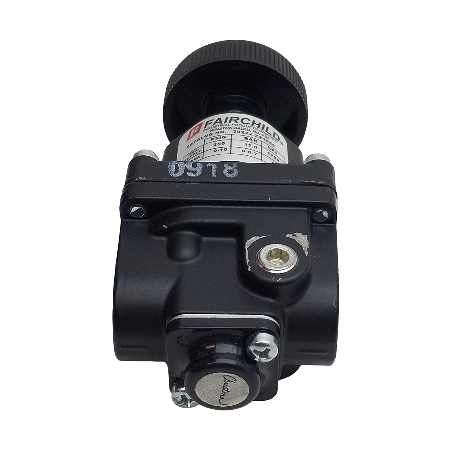 Used Fairchild 30222-Z21958 Pressure Regulator, 0-10psig Range 250psig Max, 1/4in NPT