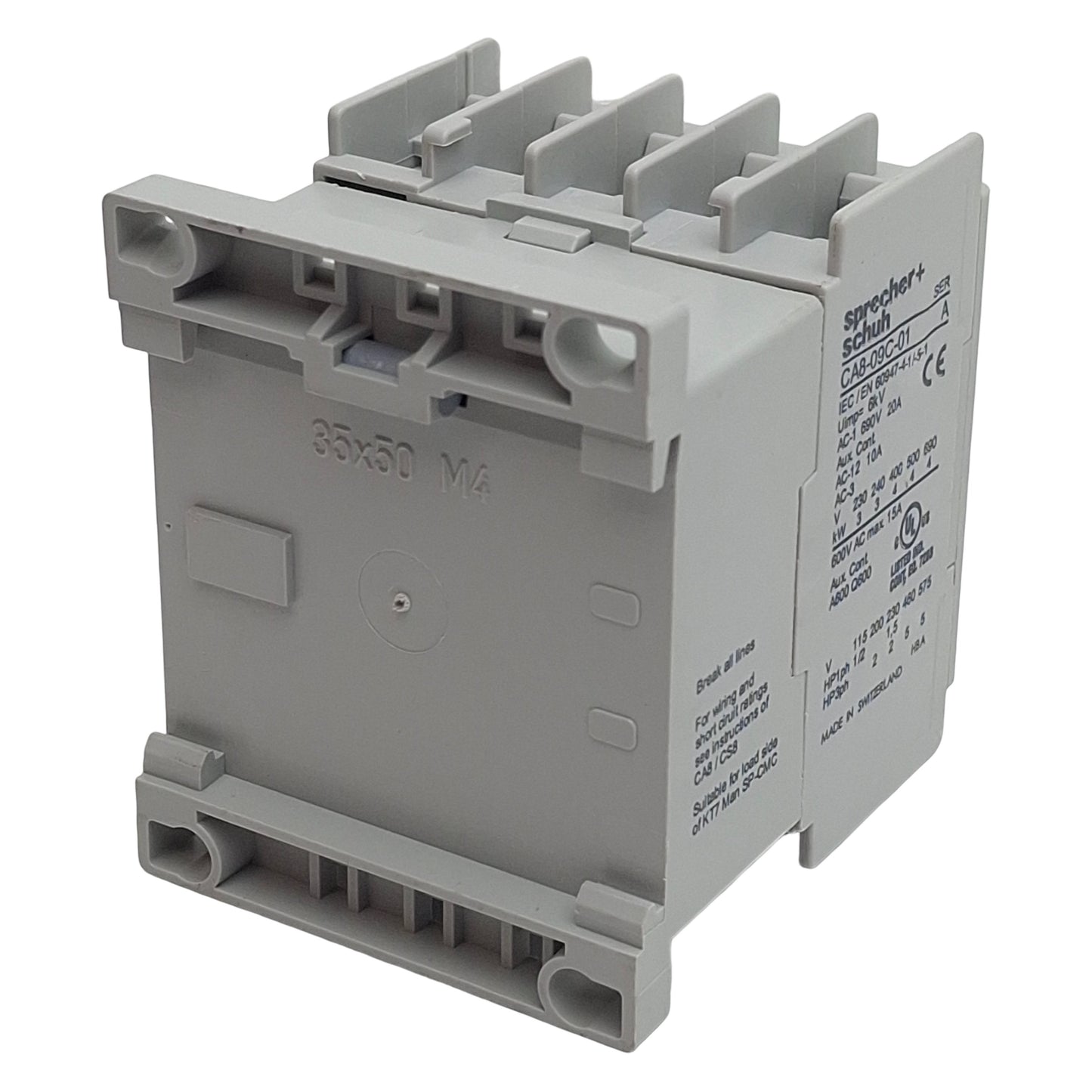 Used Sprecher+Schuh CA8-09C-01-24D Motor Controller, 1N.C, 20A 600VAC, 24VDC Coil