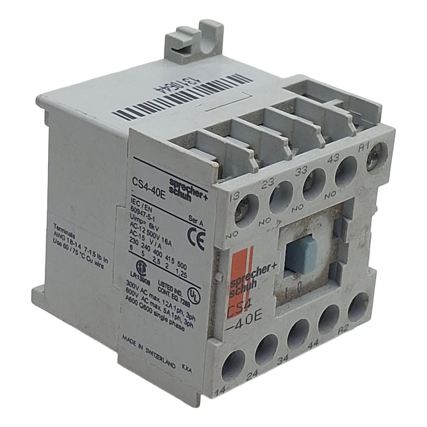Used Sprecher+Schuh CS4-40E-24 Control Relay, 4N.O., 16A 500VAC, 24VAC Coil