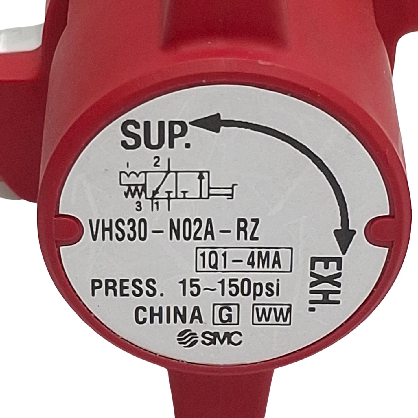 Used SMC VHS30-N02A-RZ Action Relief Valve, 15-125psi, 1.7Cv, 1/4in NPT, 90° Turn