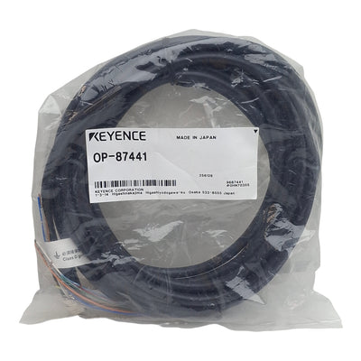 New Keyence OP-87441 Power I/O Cable, 12-Pin M12 Male to Flying Leads, 24VDC, 5m