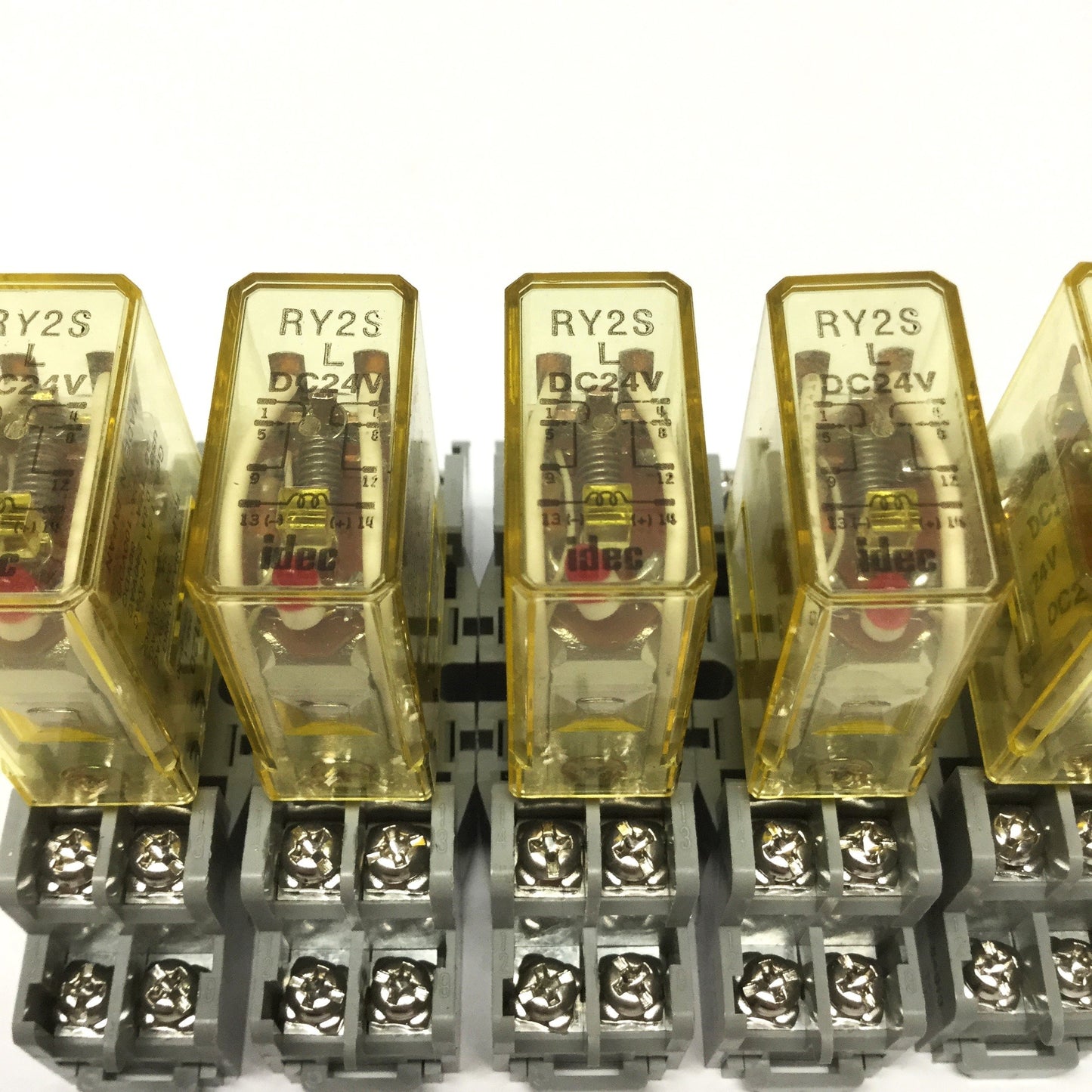 Used Lot of 5 Idec RY2S-L Ice Cube Control Relays 3A DPDT, 24VDC Coil w/Socket Bases