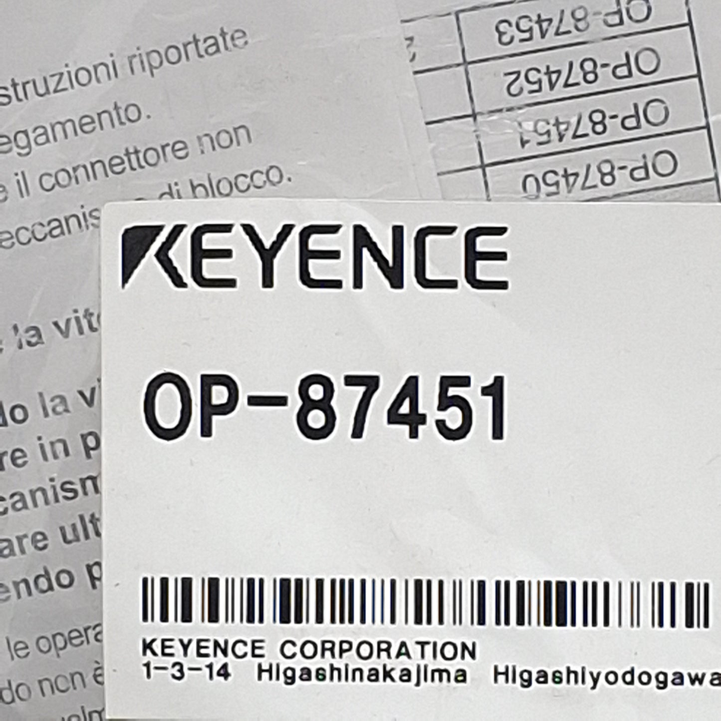 New  Keyence OP-87451 NFPA79 Compliant Monitor Cable, 4-Pin M12 Male, 5m