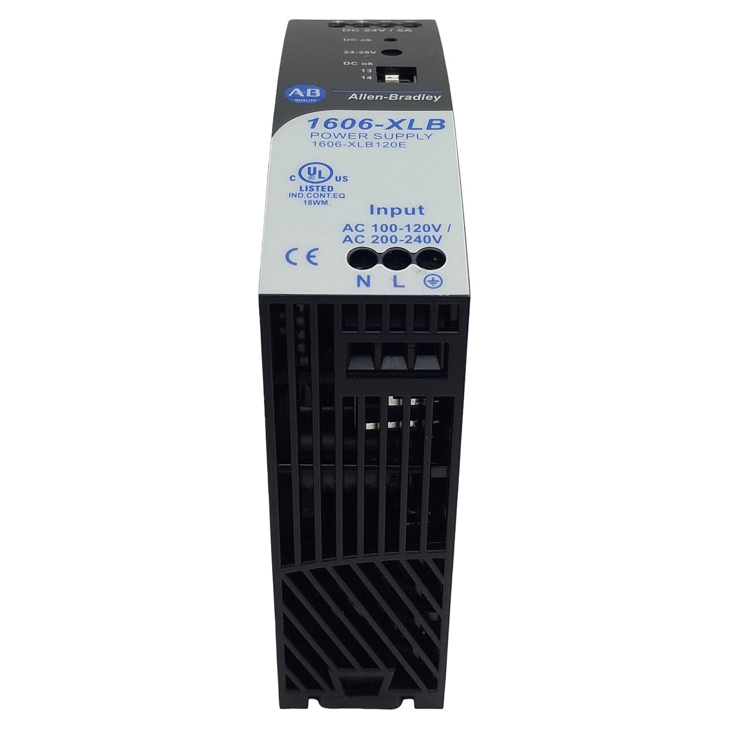 New Allen Bradley 1606-XLB120E Ser A Power Supply, 120/240VAC In, 5A 24VDC Out