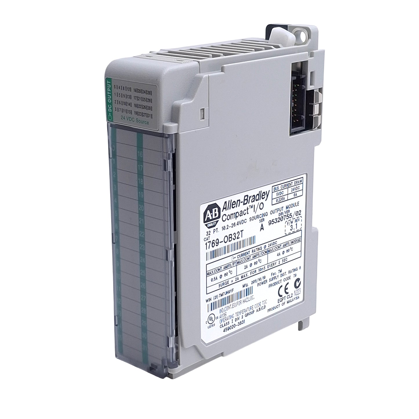Used Allen Bradley 1769-OB32T Compact I/O PLC Output Module, 24VDC Sourcing, 32-Point