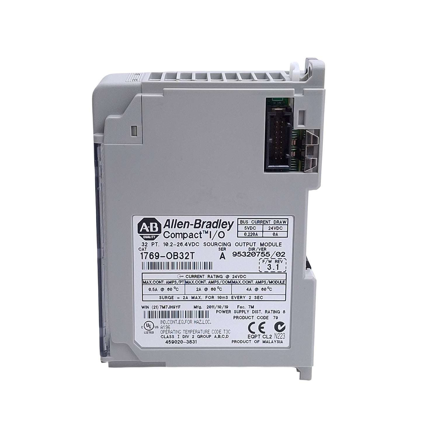 Used Allen Bradley 1769-OB32T Compact I/O PLC Output Module, 24VDC Sourcing, 32-Point