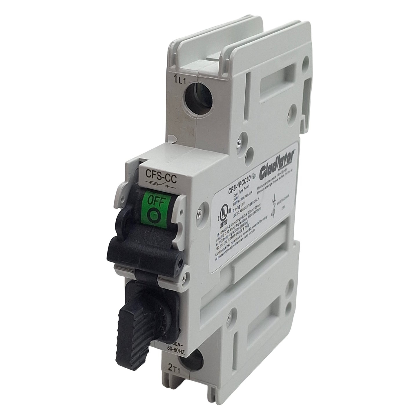 Used Gladiator CFS-1PCC30 Fusible Disconnect Switch, 1-Pole, 30A, 600VAC, Class CC