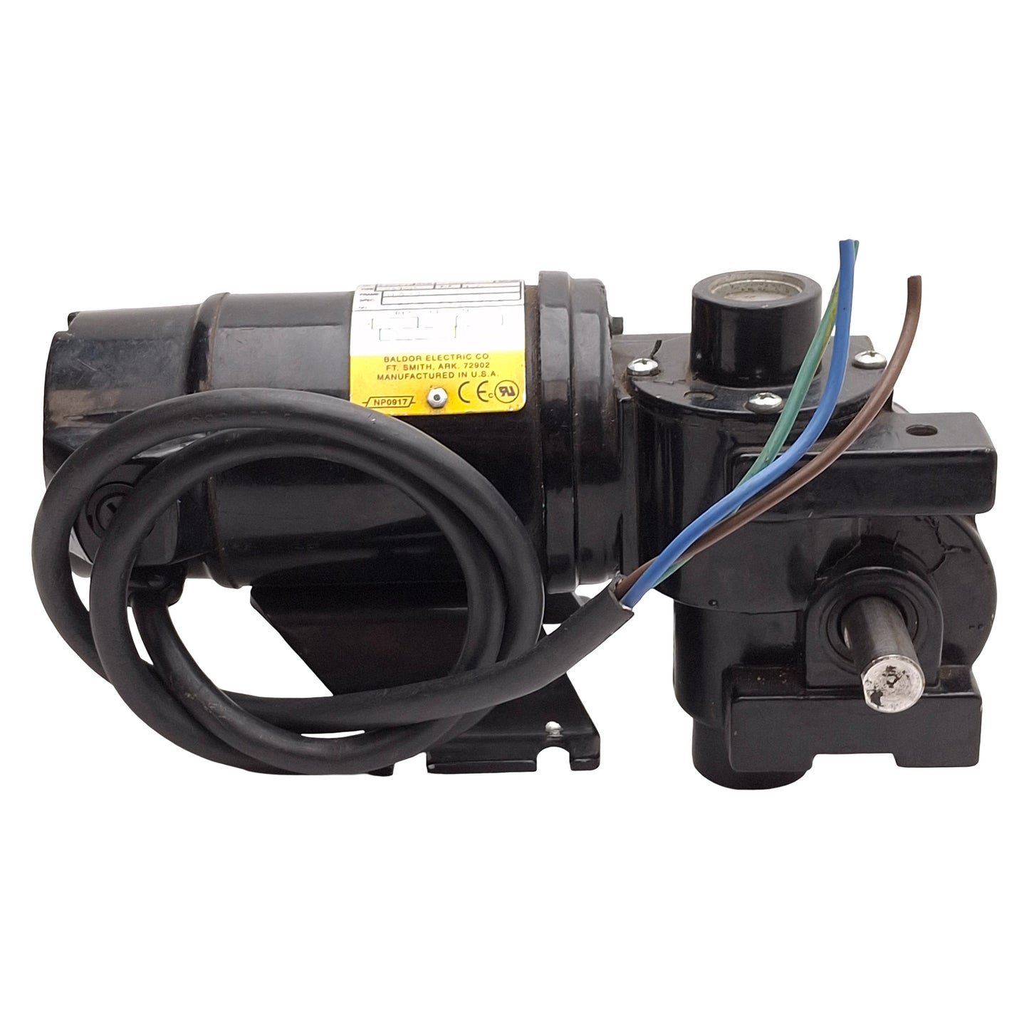 Used Baldor GP232006 DC Gearmotor, 310:1, 1/27HP 90VDC, 8.7rpm, 66lb-in, ø1/2in Shaft